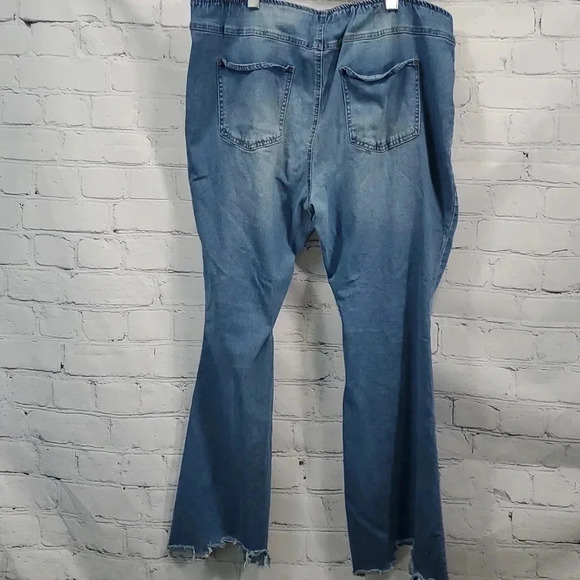 Tinseltown Jeans Boho Hippie Bootcut Stretchy Distressed Pull On Elastic Waist - Picture 5 of 12
